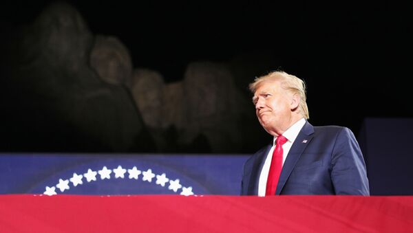 U.S. President Donald Trump attends South Dakota's U.S. Independence Day Mount Rushmore fireworks celebrations at Mt. Rushmore in Keystone, South Dakota, U.S., July 3, 2020 - Sputnik International
