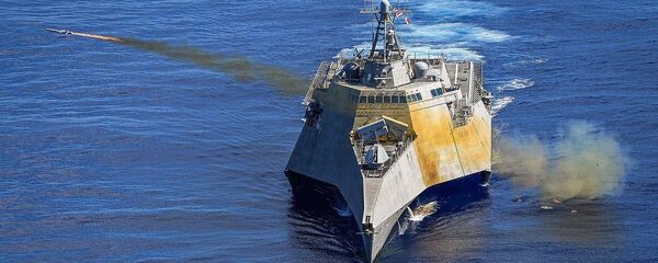 USS Gabrielle Giffords (LCS-10) launches a Naval Strike Missile USS Gabrielle Giffords (LCS-10) launches a Naval Strike Missile - Sputnik International
