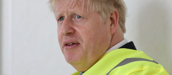 Britain's Prime Minister Boris Johnson visits the Siemens Rail factory construction site in Goole, northeast England on July 6, 2020 - Sputnik International