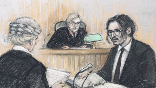 Johnny Depp answering questions from Sasha Wass QC at the High Court in London - Sputnik International