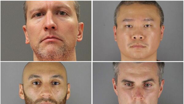 Former Minneapolis police officers (clockwise from top left) Derek Chauvin, Tou Thao, Thomas Lane and J. Alexander Kueng poses in a combination of booking photographs from the Minnesota Department of Corrections and Hennepin County Jail in Minneapolis, Minnesota, U.S.  Minnesota Department of Corrections and Hennepin County Sheriff's Office/Handout via REUTERS.  - Sputnik International