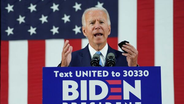 FILE PHOTO: Democratic U.S. presidential candidate and former Vice President Joe Biden speaks about the Trump administration's handling of the coronavirus pandemic during a campaign event in Wilmington, Delaware, U.S., June 30, 2020 - Sputnik International