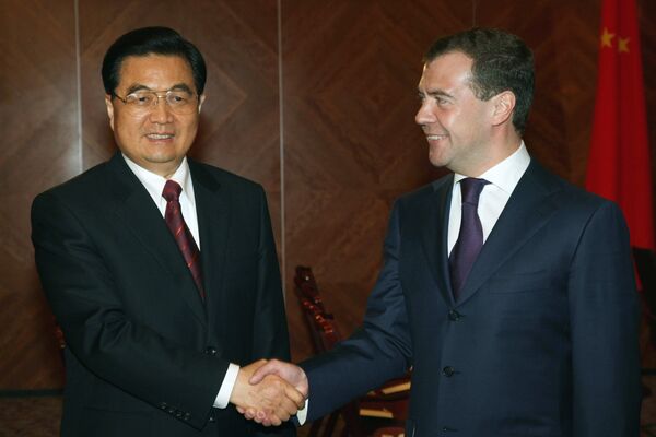 Встреча президента России Дмитрия Медведева с председателем КНР Ху Цзиньтао - Sputnik International