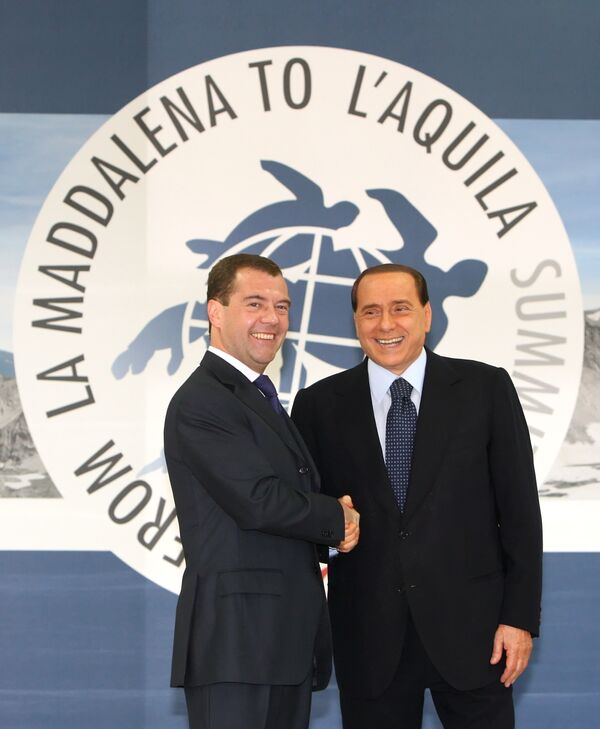 President Dmitry Medvedev and Italian Prime Minister Silvio Berlusconi - Sputnik International