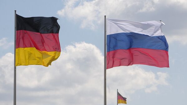 Flags of Germany, Russia and the EU - Sputnik International