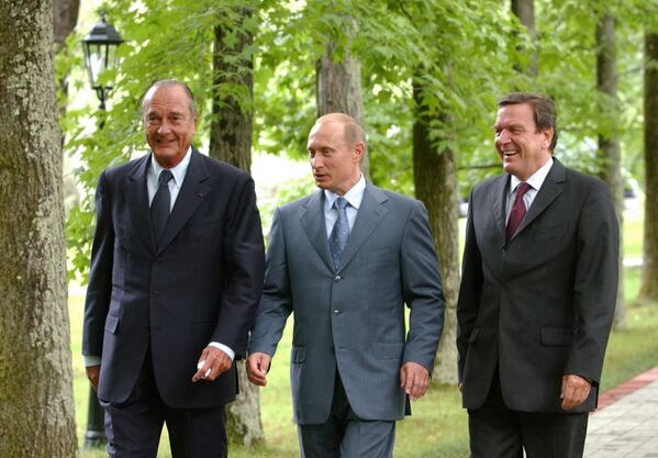 Putin, Chirac and Schroeder meeting in Sochi  - Sputnik International