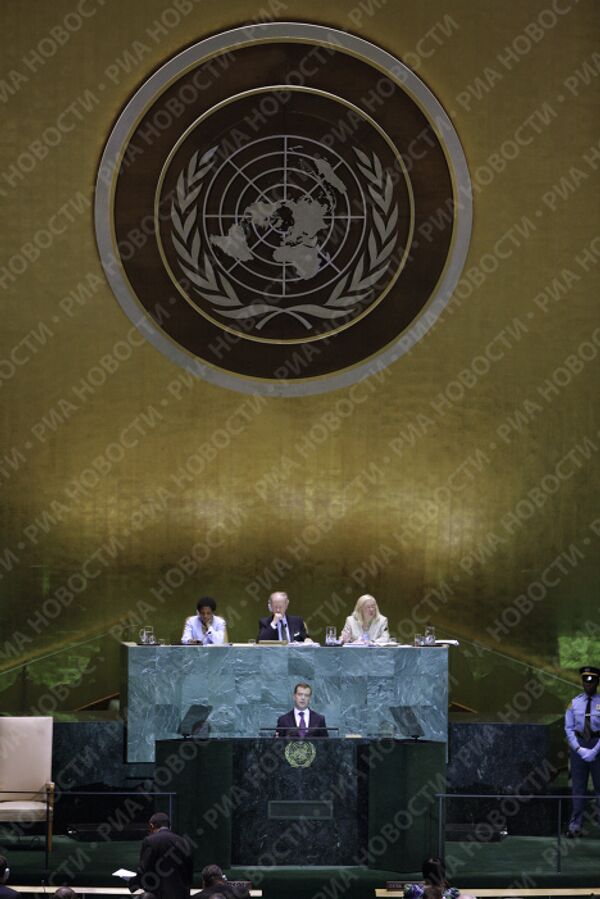 Russian President Dmitry Medvedev delivers speech at 64th session of the UN General Assembly - Sputnik International