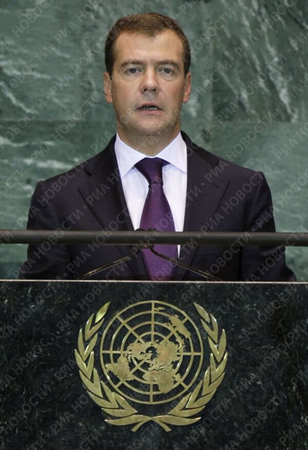 Russian President Dmitry Medvedev delivers speech at 64th session of the UN General Assembly - Sputnik International