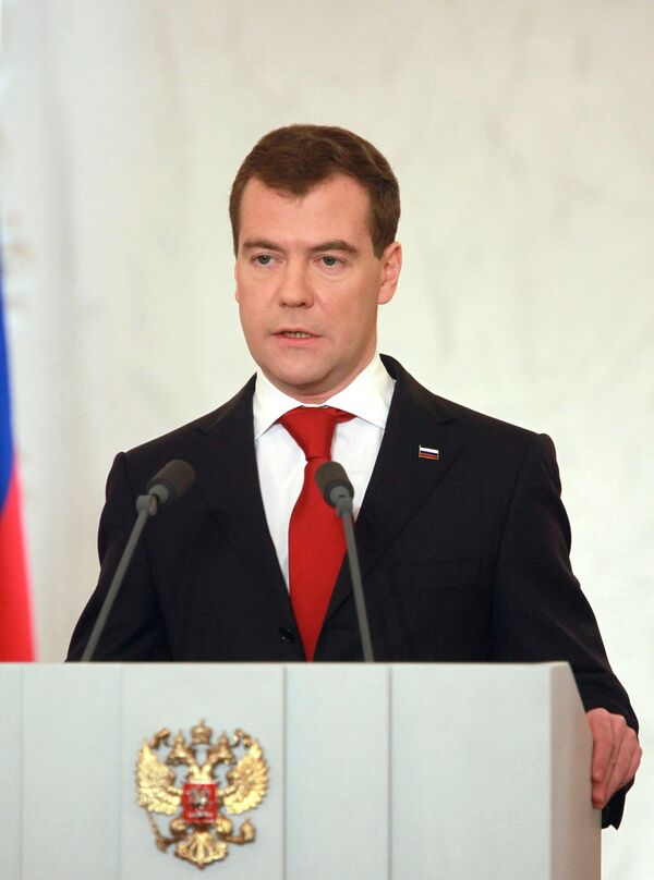 President Dmitry Medvedev delivers his state of the nation address to Federal Assembly - Sputnik International