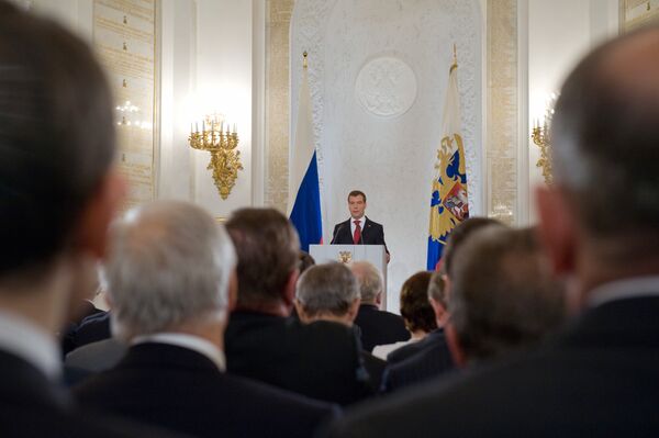 President Dmitry Medvedev delivers his state of the nation address to Federal Assembly - Sputnik International