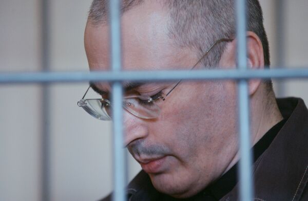Mikhail Khodorkovsky, former head of the Yukos oil company, during his trial - Sputnik International