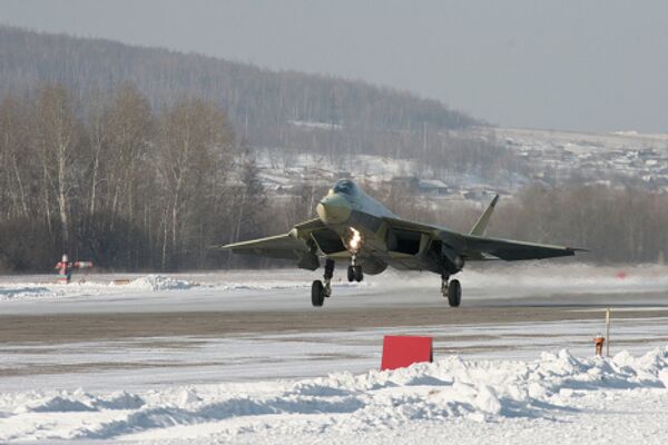 Test flight of the T-50 fifth-generation fighter plane - Sputnik International