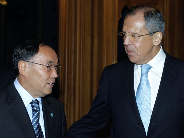 Russian Foreign Minister Sergei Lavrov meeting with Kazakh Foreign Minister Kanat Saudabayev - Sputnik International