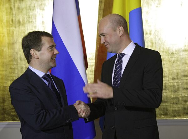 Russian President Dmitry Medvedev and Swedish Prime Minister Fredrik Reinfeldt - Sputnik International