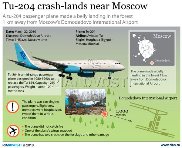Tu-204 crash-lands near Moscow - Sputnik International