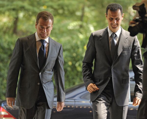 Dmitry Medvedev and Bashar al-Assad. Archive - Sputnik International