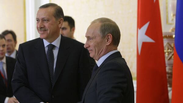 Russian Prime Minister Vladimir Putin and his Turkish counterpart Recep Tayyip Erdogan - Sputnik International