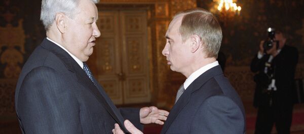 Putin and Yeltsin before the inauguration ceremony - Sputnik International
