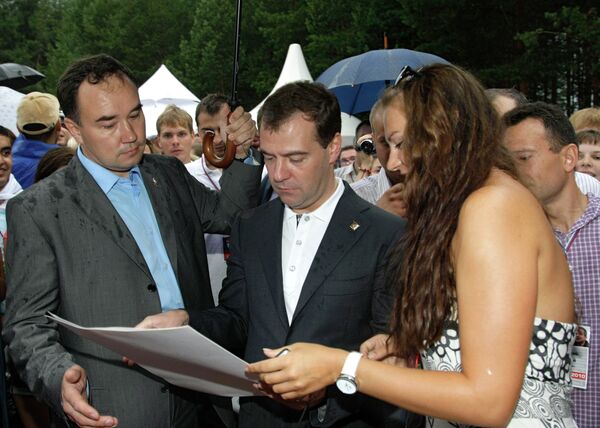 President Dmitry Medvedev during his visit to Seliger-2010 educational forum - Sputnik International