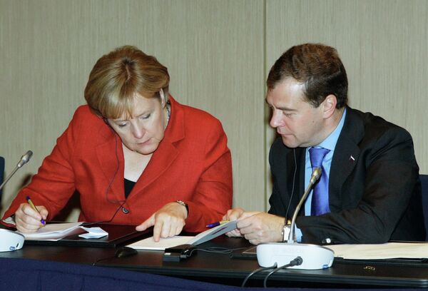 President Medvedev and German Chancellor Angela Merkel - Sputnik International