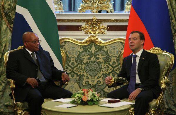 Talks between the presidents of Russia and South Africa, Dmitry Medvedev and Jacob Zuma - Sputnik International
