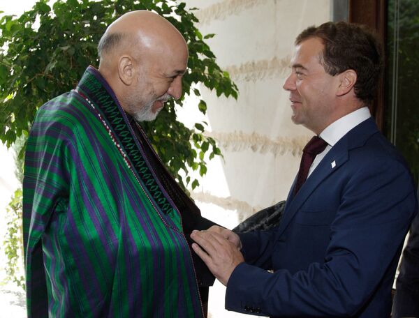 Russian President Dmitry Medvedev meets President of Afghanistan Hamid Karzai - Sputnik International