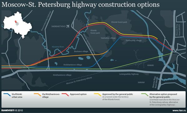 Moscow-St. Petersburg highway construction options - Sputnik International
