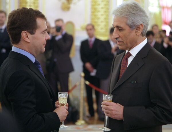 Russian President Dmitry Medvedev after receiving credentials from Iraqi envoy Faiq Fariq Abdel Aziz - Sputnik International