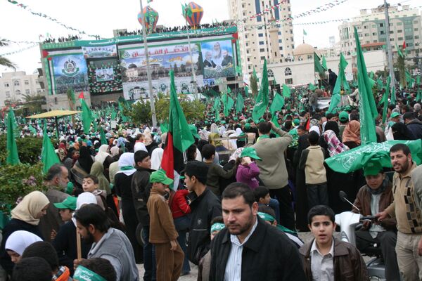 Hamas supporters rally in Gaza - Sputnik International
