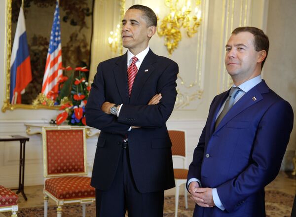 The presidents of Russian and the United States Dmitry Medvedev and Barack Obama - Sputnik International