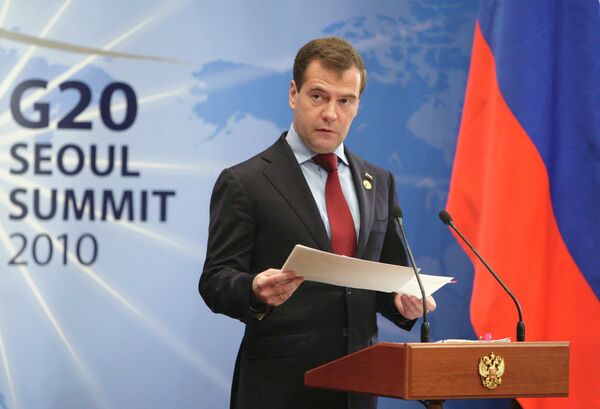 Russian President Dmitry Medvedev during G20 summit in Seoul - Sputnik International