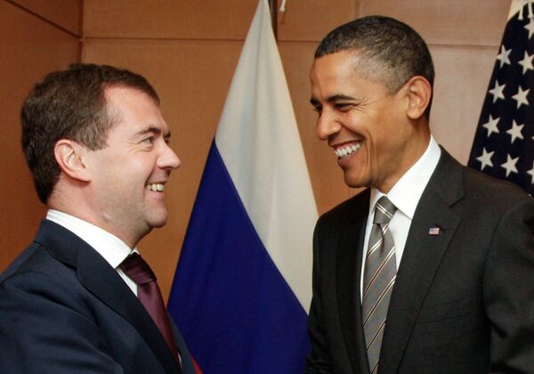 President Dmitry Medvedev and his U.S. counterpart Barack Obama. Archive. - Sputnik International