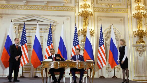 The treaty, signed this April (photo), is to be ratified simultaneously by U.S. Senate and both chambers of the Russian parliament. - Sputnik International