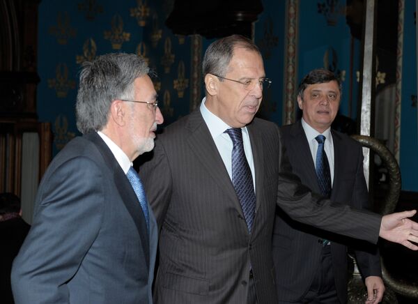 Foreign Minister Sergei Lavrov with his Afghan counterpart Zalmay Rasul - Sputnik International