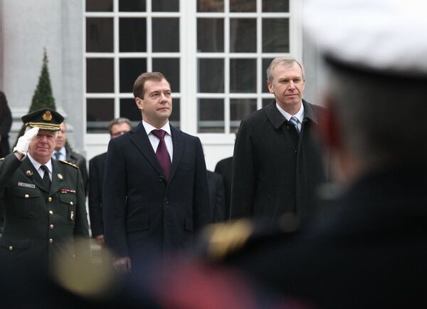 Russian President Dmitry Medvedev and Belgian Prime Minister Yves Leterme - Sputnik International