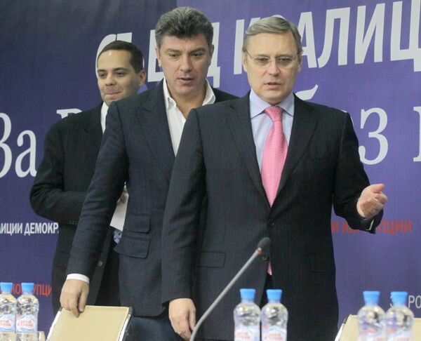 Boris Nemtsov, Mikhail Kasyanov and Vladimir Milov. - Sputnik International