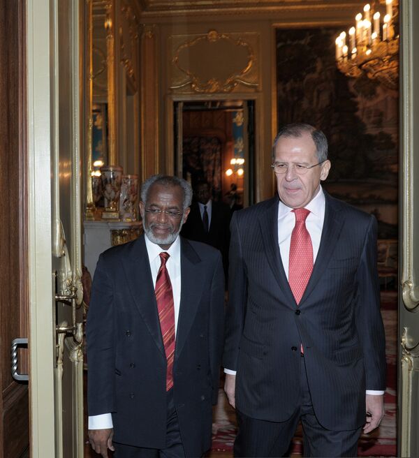 Russian Foreign Minister Sergei Lavrov and his Sudanese counterpart Ali Karti  - Sputnik International