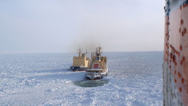 Russian icebreakers struggle with ice in Arctic rescue - Sputnik International