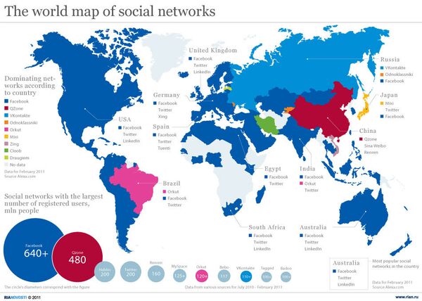 The world map of social networks - Sputnik International