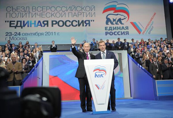 At the United Russia party convention in September 2011, Medvedev  then took up Putin’s offer to head the party list in the December 2011 parliamentary election, allowing him to take the post of prime minister. - Sputnik International