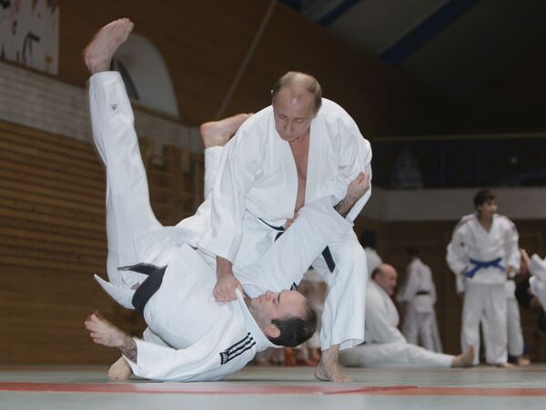Russian President Vladimir Putin at the Judo training session (archive) - Sputnik International