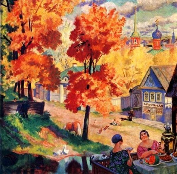 Autumn in the province. Teatime by Boris Kustodiev - Sputnik International