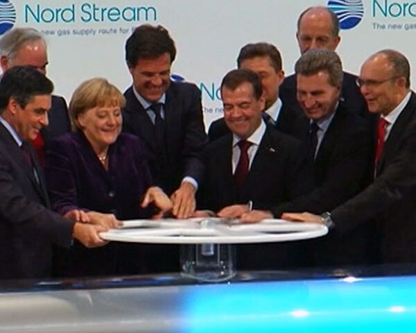 Leaders of four countries open symbolic white tap of Nord Stream pipeline - Sputnik International