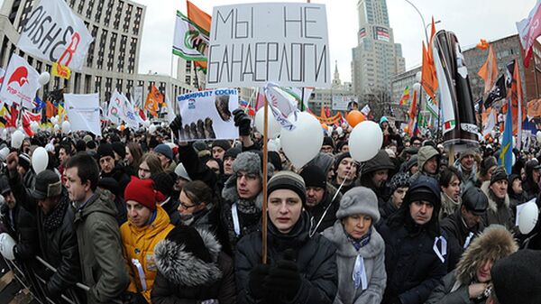 Between 45,000 and 100,000 rallied on the Sakharov Avenue on December 24. - Sputnik International