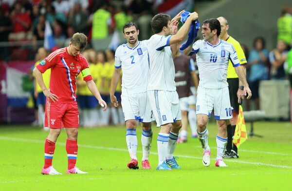 The Greeks felt they were denied a clear penalty in the 1-0 win over Russia - Sputnik International
