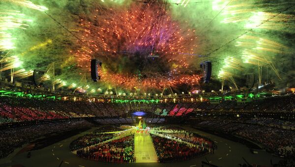 Final fireworks lighten the Olympic stadium during the closing ceremony of the 2012 London Olympic Games on August 12, 2012 - Sputnik International