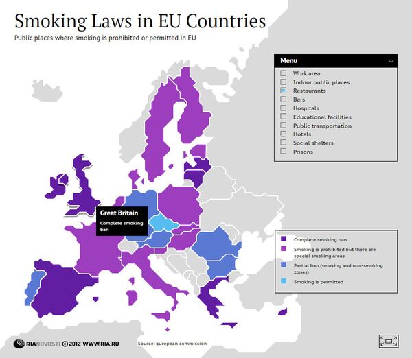 Smoking Laws in EU Countries Smoking Laws in EU Countries - Sputnik International