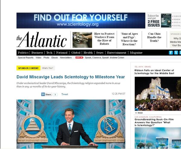 US Magazine Criticized Over Scientology Ad - Sputnik International