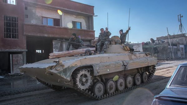 Военнослужащие сирийской армии в городе Дарайя, Сирия - Sputnik International