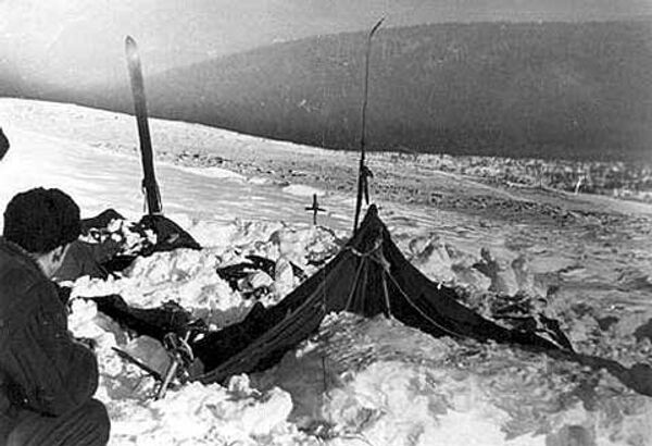 A view of the tent as the rescuers found it on Feb. 26, 1959. Photo taken by soviet authorities at the camp of the Dyatlov Pass incident - Sputnik International
